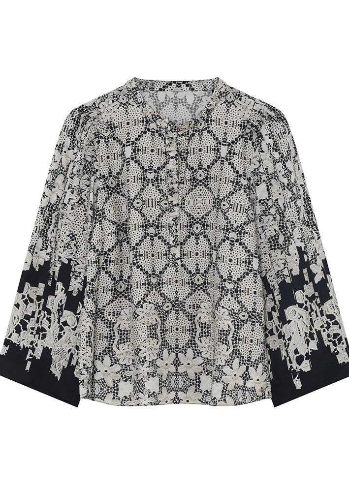 Gustav Neomi blouse 56636 Black w. sand lace print