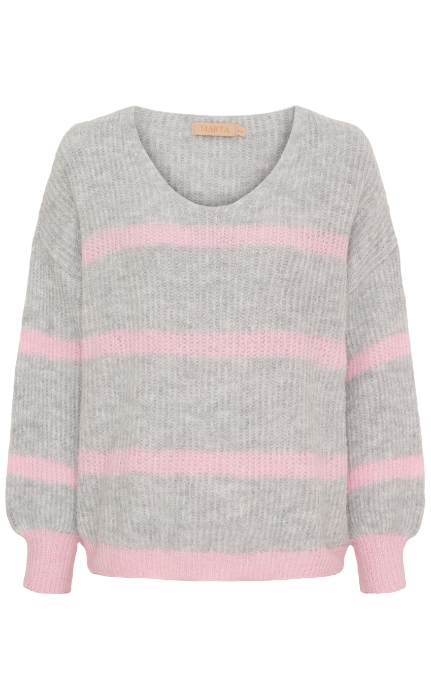 Marta Du Chateau Strik - Carene - Light Grey/Baby Pink Udsalg