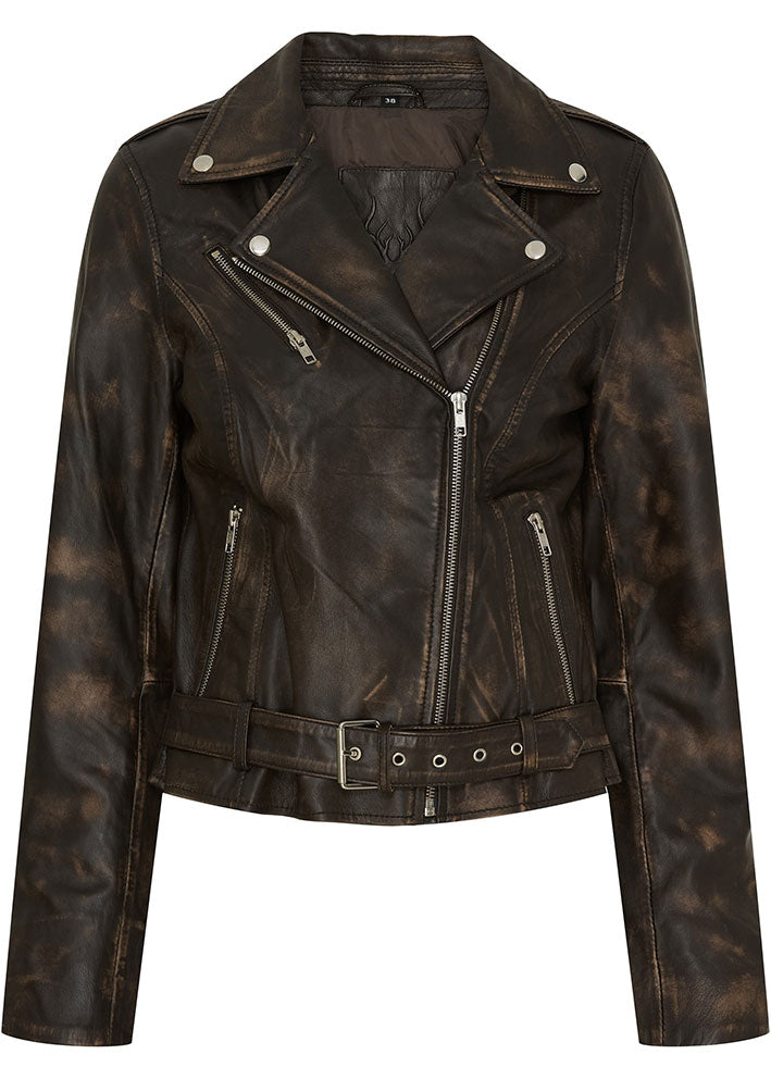 Notyz Biker Jacket 11369 Walnut with silver
