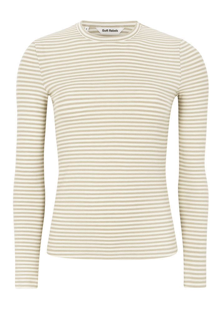 Soft Rebels Fenja Stripe O-neck Top SR124-303 Feather Gray