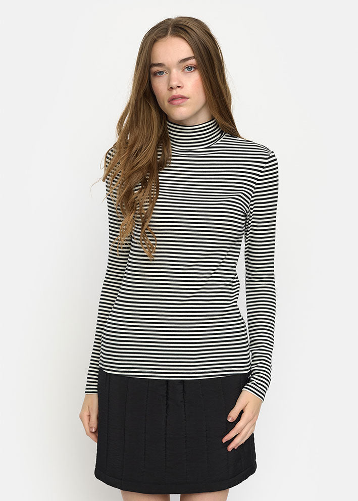 Soft Rebels Fenja Stripe Rollneck SR424-302 Black