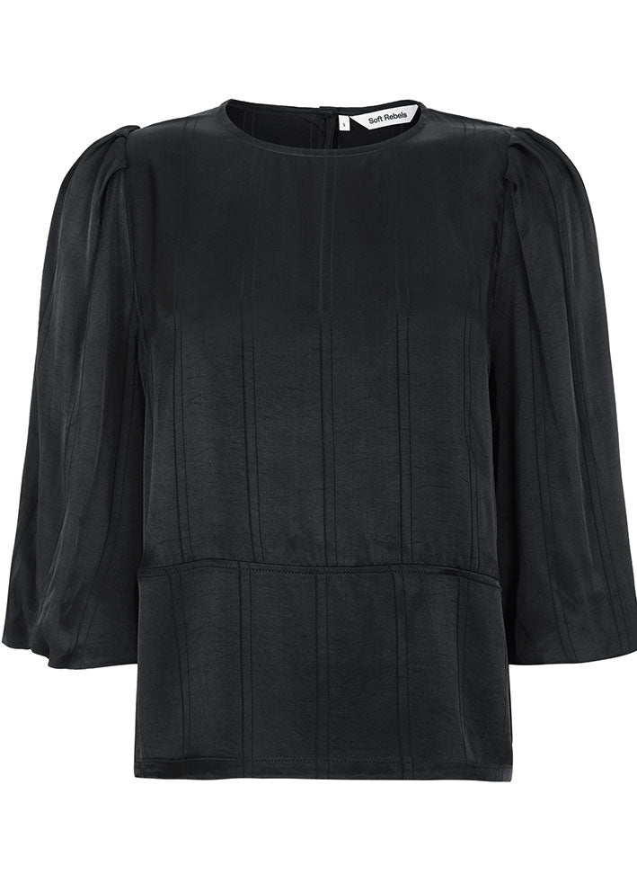 Soft Rebels Madelyn Bluse SR624-708 Striped Jacquard Black