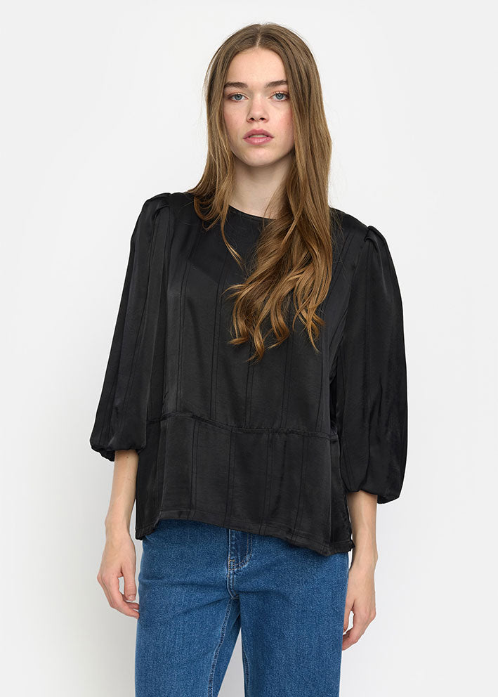 Soft Rebels Madelyn Bluse SR624-708 Striped Jacquard Black