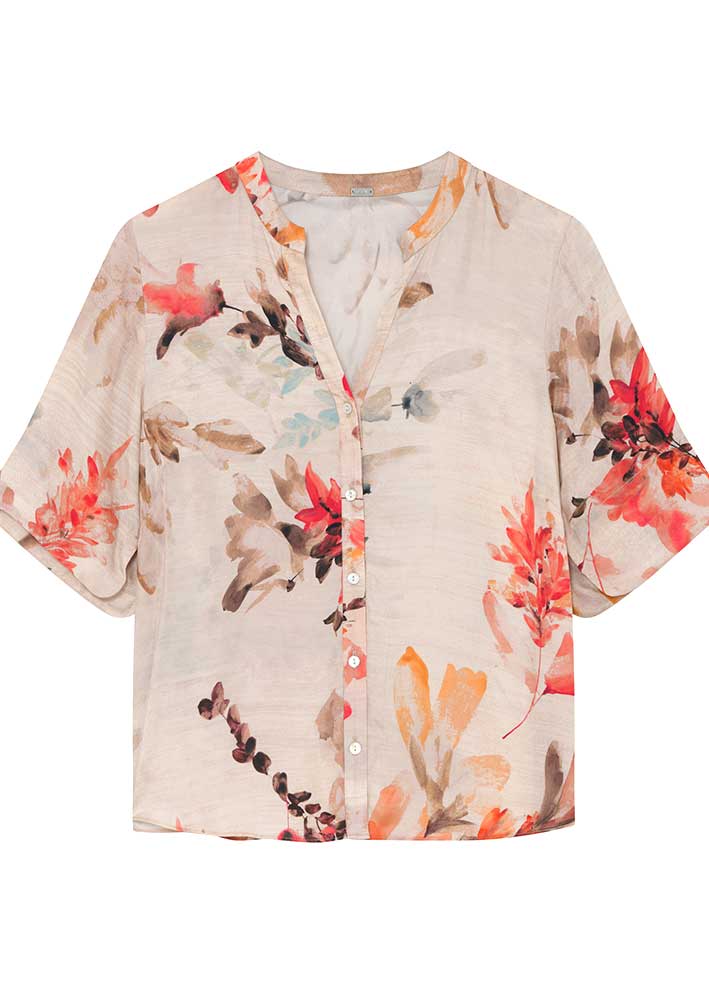 Gustav Carmen shirt 57621 Sand w. Rose Print