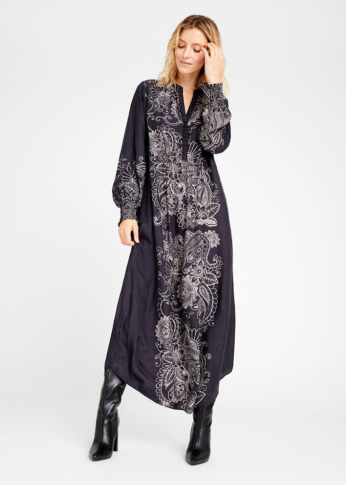 Gustav Hali long dress 55505 Kjole - Black/Sand