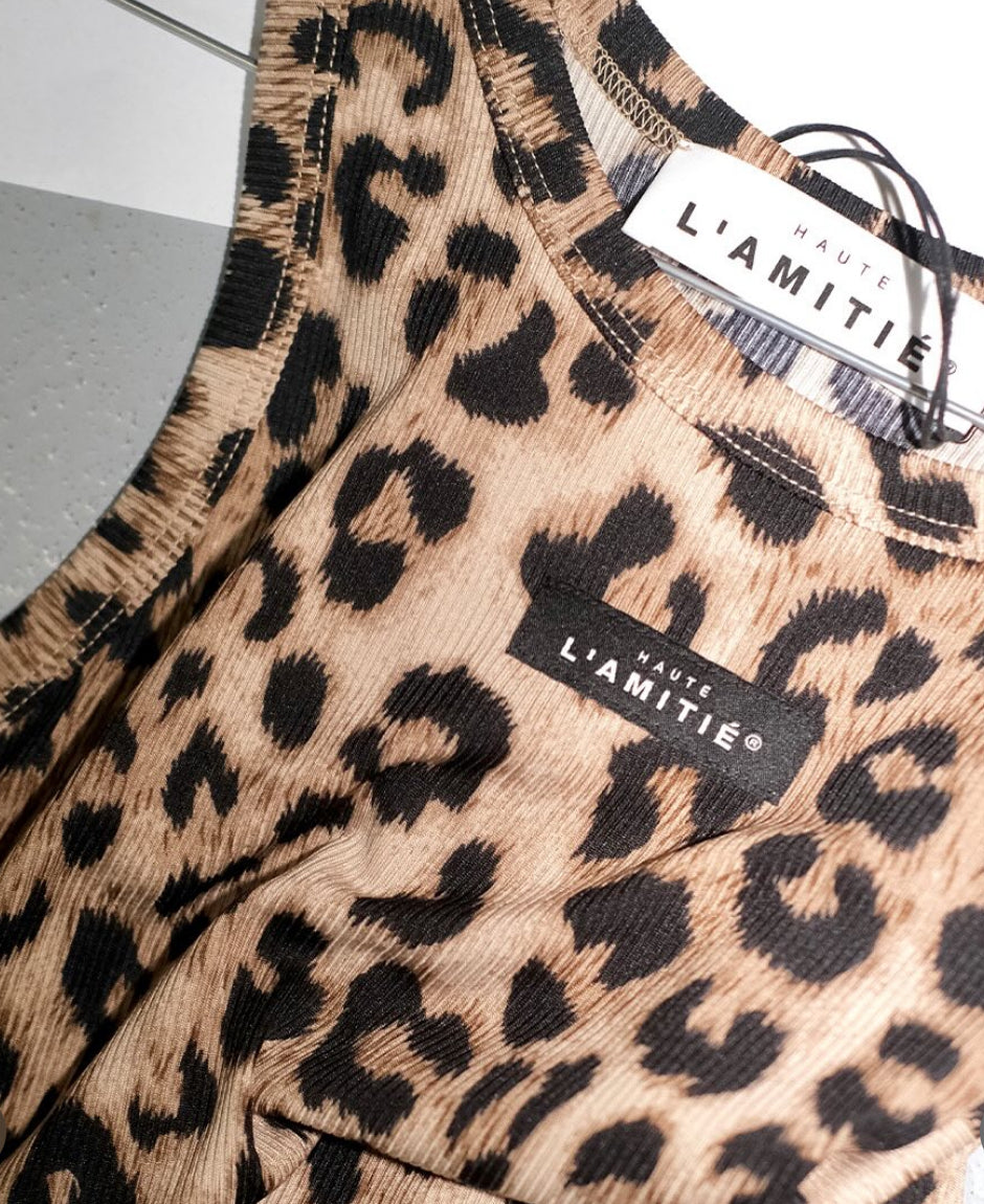 Haute L'amitié Leo Rib Badge Tank - Leopard