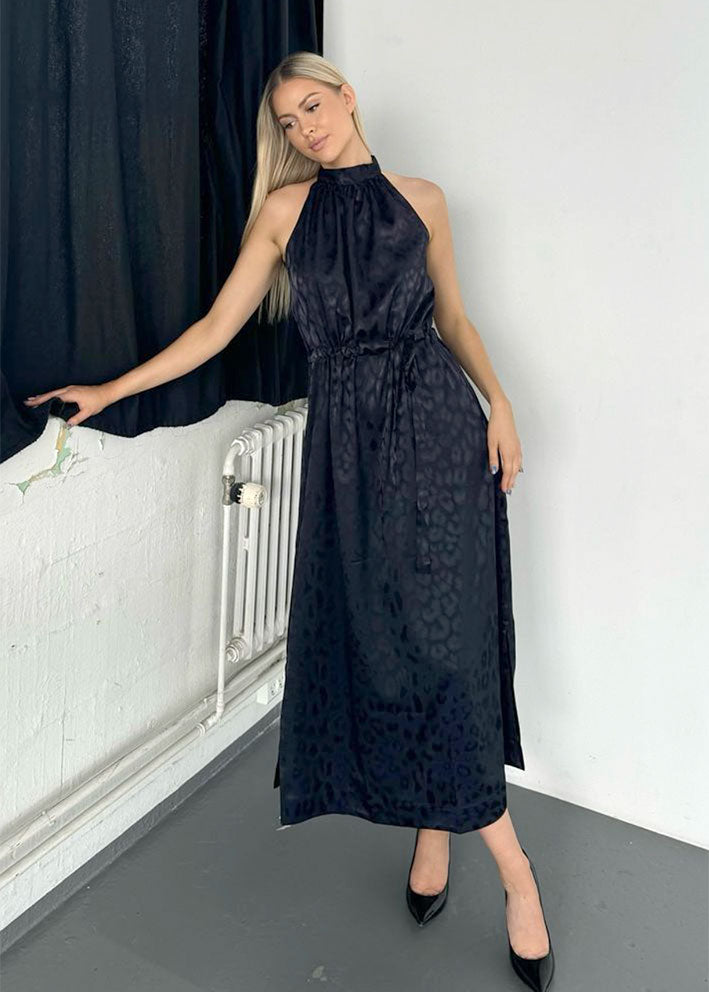 Karmamia Layla Kjole - Navy Leo Jacquard