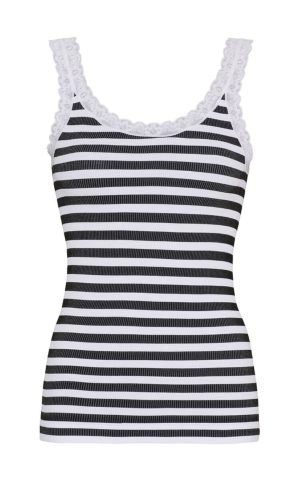 Tim & Simonsen Top - Isa Rib - Nero-Bianco Udsalg