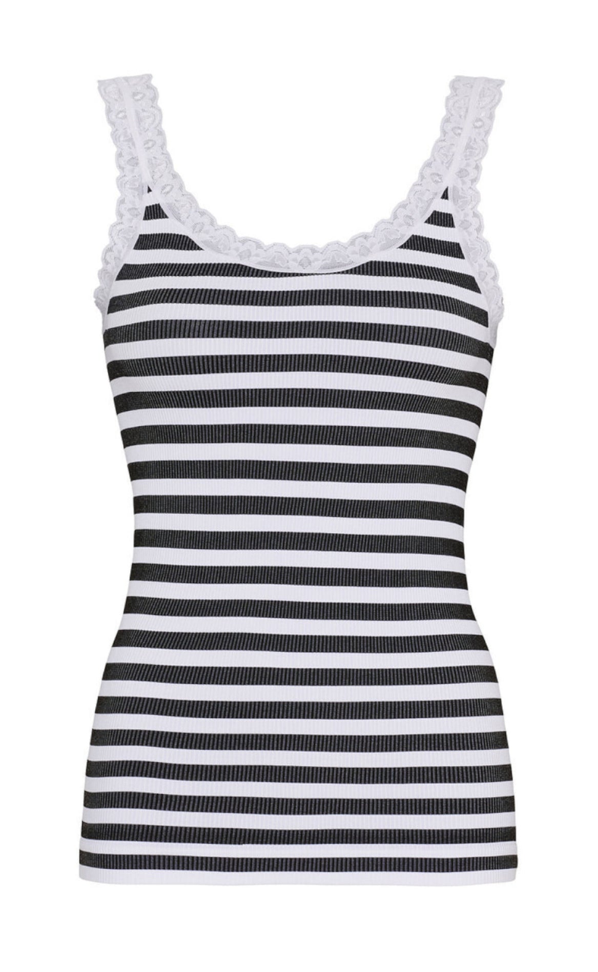 Tim & Simonsen Top - Isa Rib - Nero-Bianco Udsalg