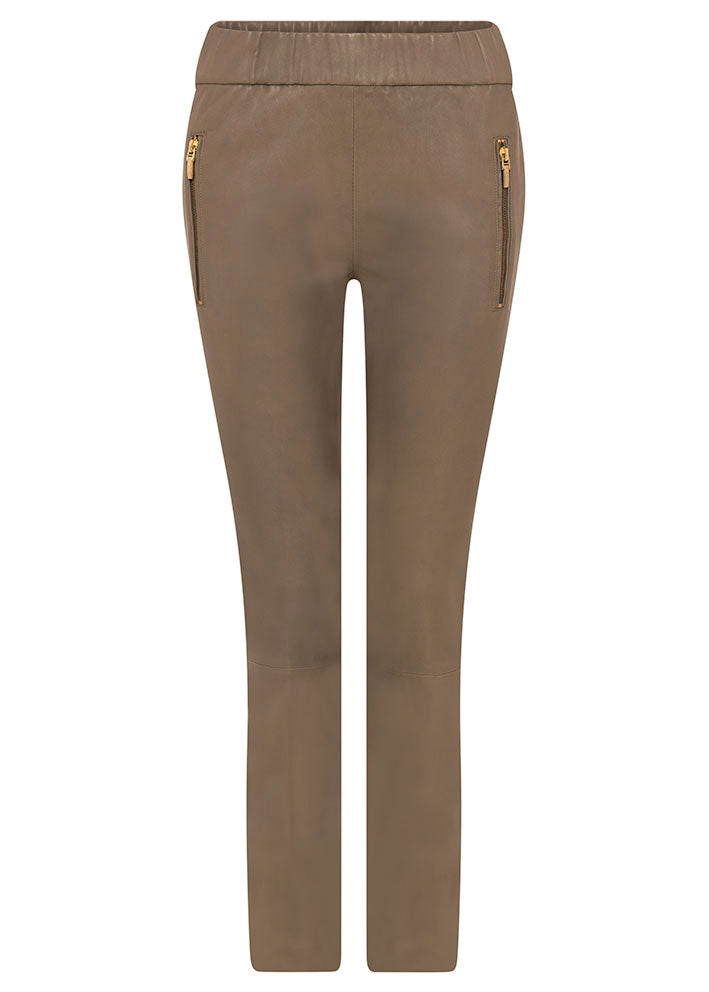 Gustav Doa 7/8 flare legs - Skindbukser - Mid Brown