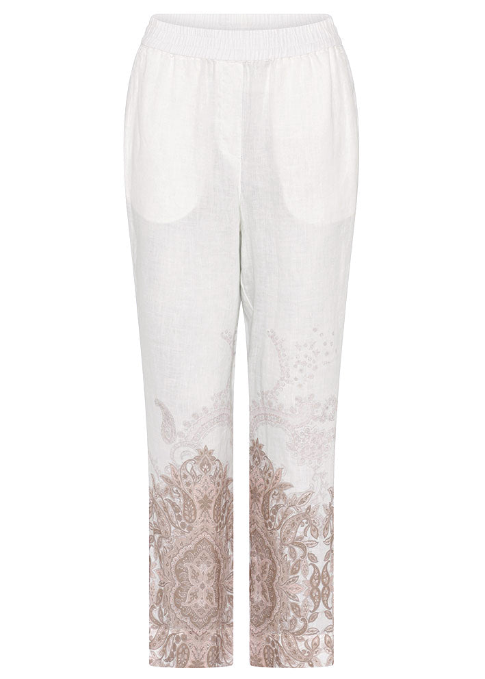 Gustav Florin 7/8 straight leg pants 53002-81000 Bukser - Bright White w. Print Rabat