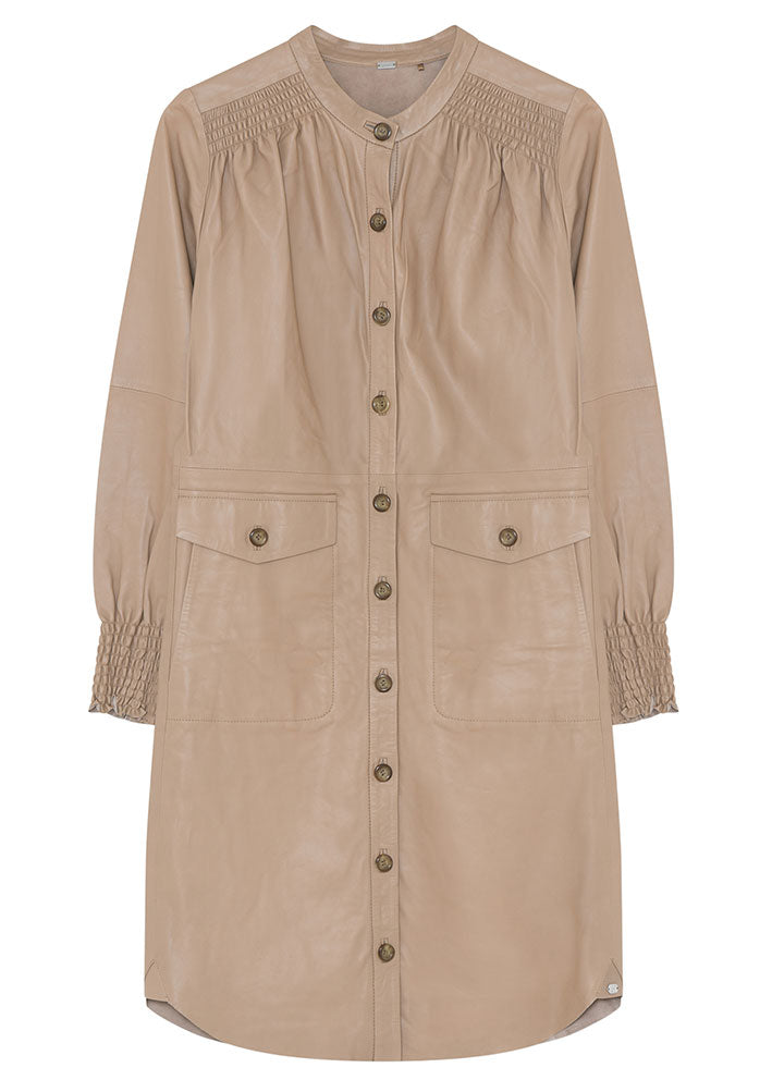 Gustav Henryka knee leather dress 52510 Skindkjole - Desert Sand