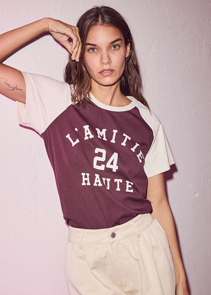 Haute L'amitié Neckline College Tee - Amarone