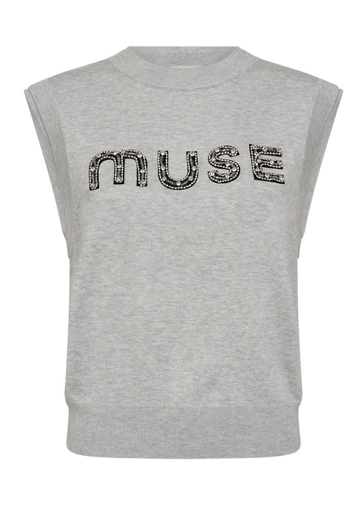 Copenhagen Muse Veran Strikket Vest - Light Grey Melange