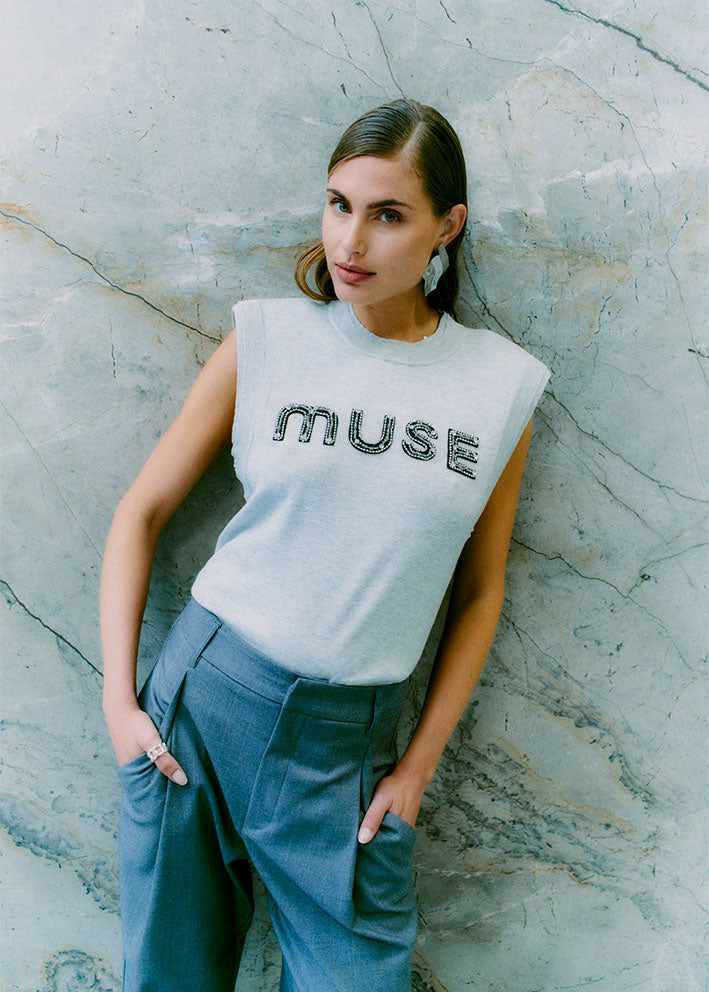 Copenhagen Muse Veran Strikket Vest - Light Grey Melange