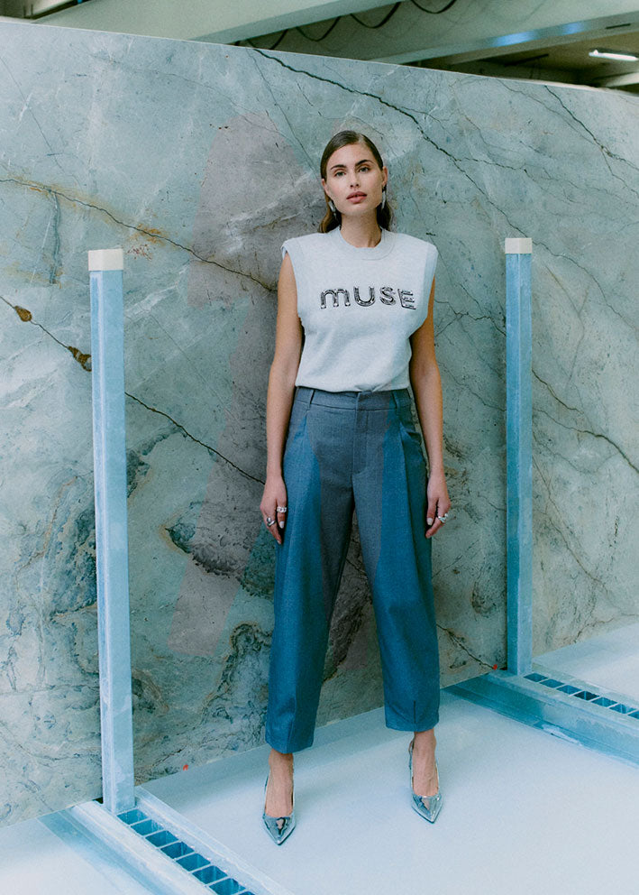 Copenhagen Muse Veran Strikket Vest - Light Grey Melange