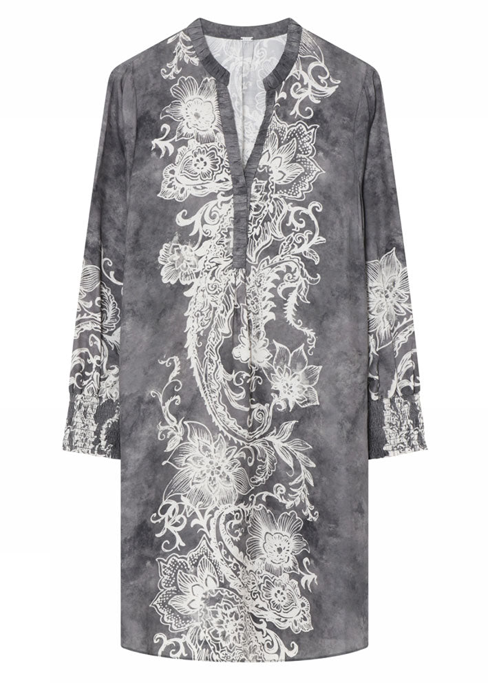 Gustav Costa knee dress 54539 Kjole - Dark Grey w. Print