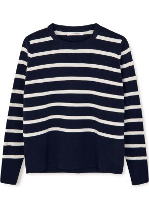 Sibin Linnebjerg Eloise Sweater - Navy/Offwhite Online salg