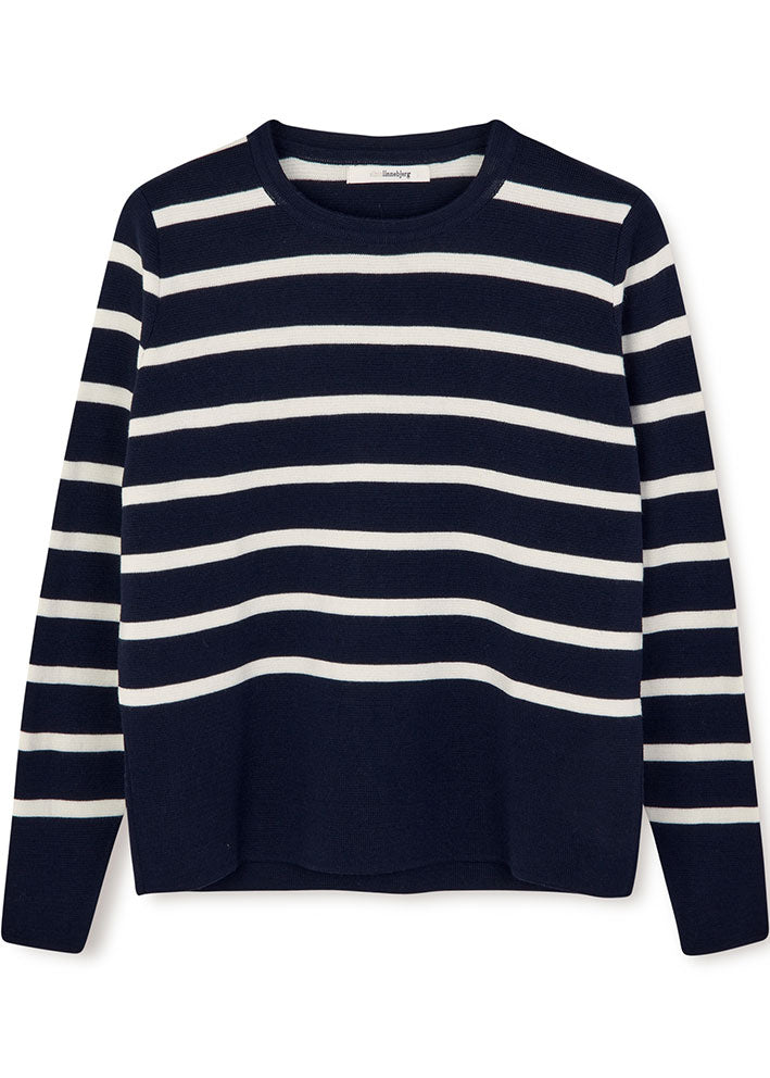 Sibin Linnebjerg Eloise Sweater - Navy/Offwhite Online salg