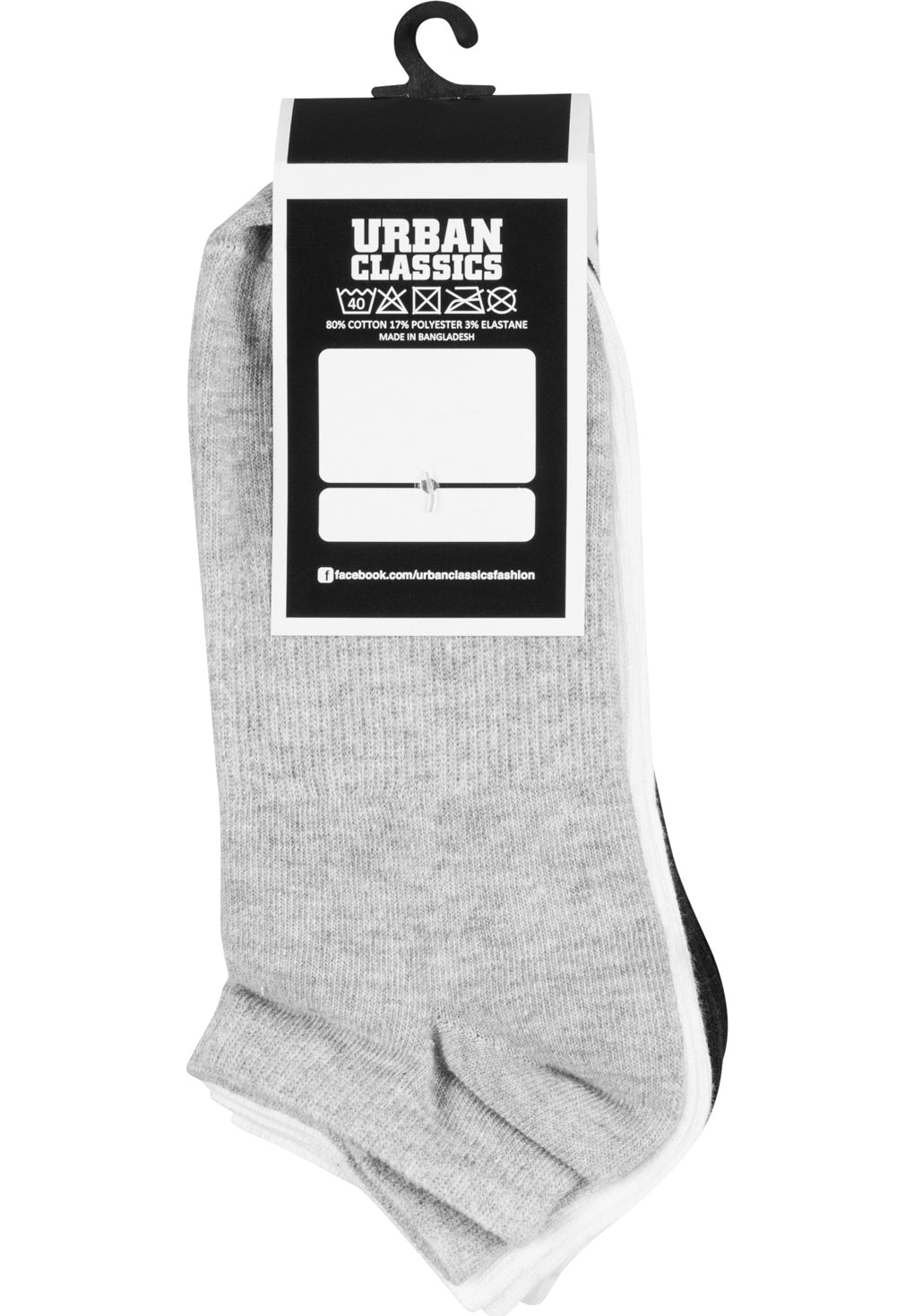 Urban Classics No Show Socks 5-Pack Black/White/Grey