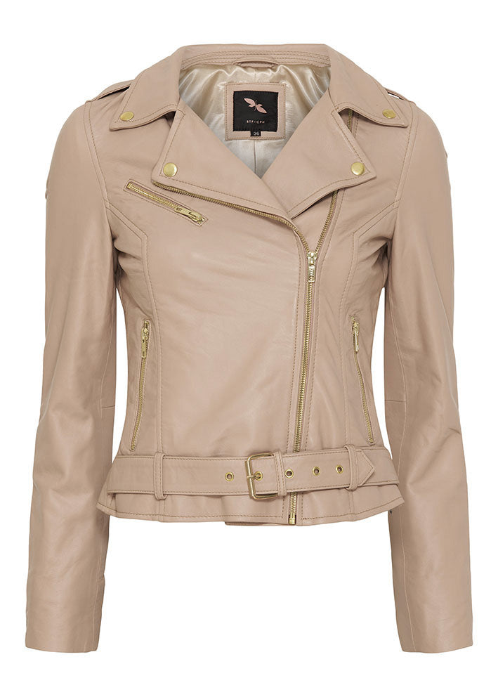 BTF CPH Biker Jacket 10575 Skindjakke - cream with gold Hot på udsalg