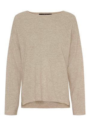BTF CPH Pure Cashmere Boat Neck Pullover 500083 Beige Melange