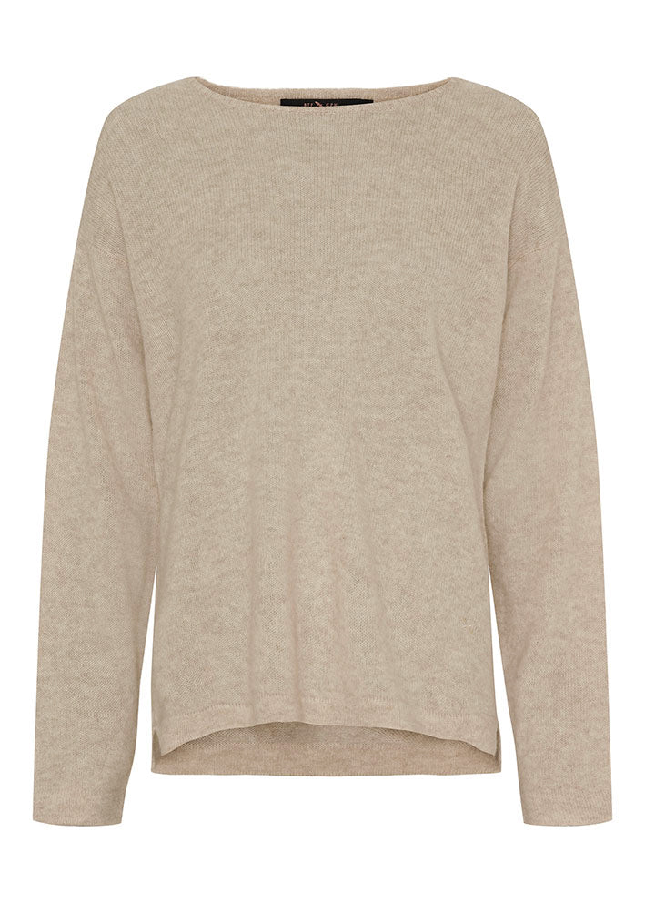 BTF CPH Pure Cashmere Boat Neck Pullover 500083 Beige Melange