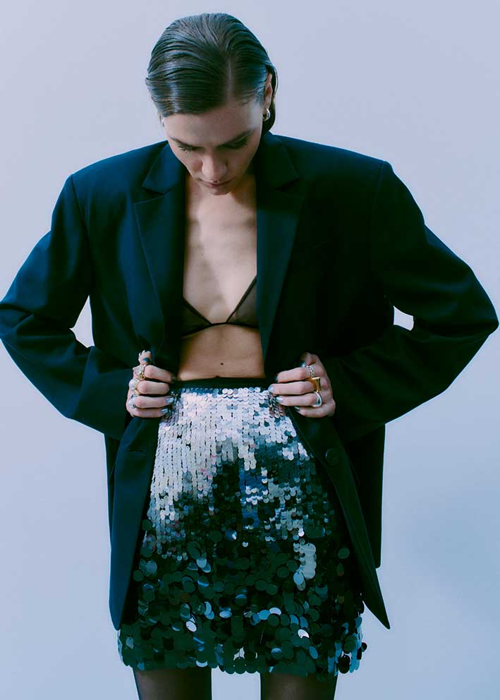 Copenhagen Muse Sequince Nederdel - Silver with gunmetal