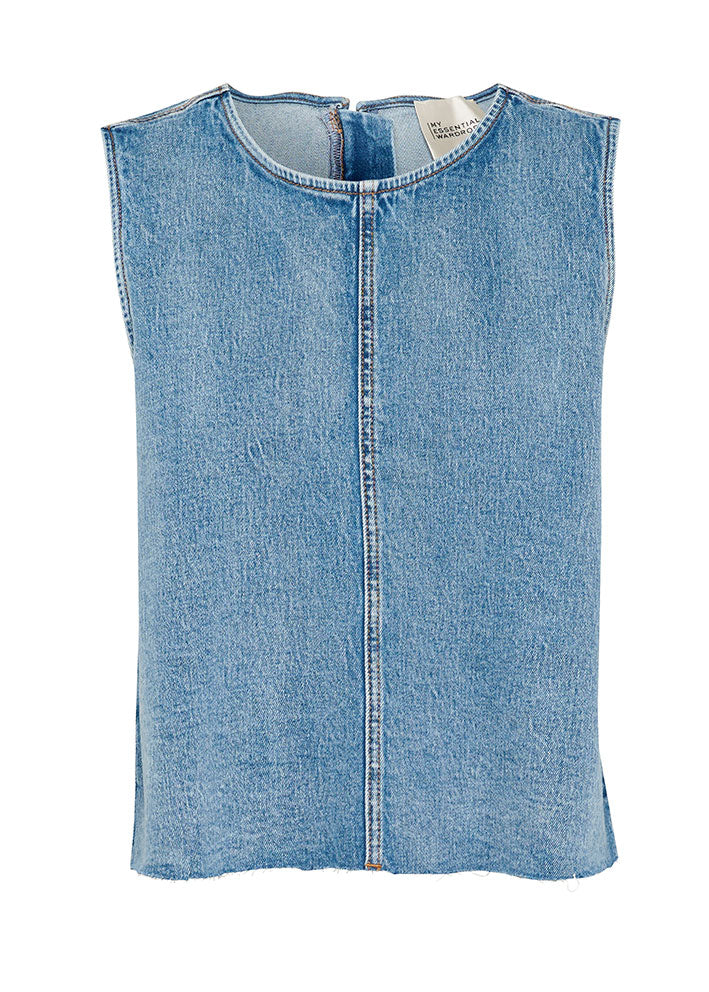 My Essential Wardrobe Dango Top - Light Blue Retro Wash Rabat