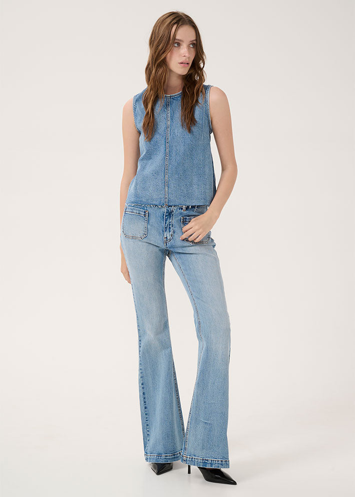 My Essential Wardrobe Dango Top - Light Blue Retro Wash Rabat