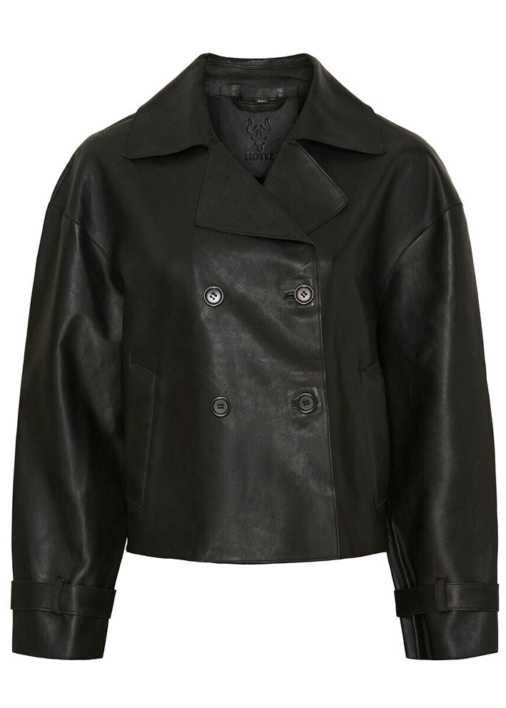 Notyz Short Leather Trenchcoat 11338 Black