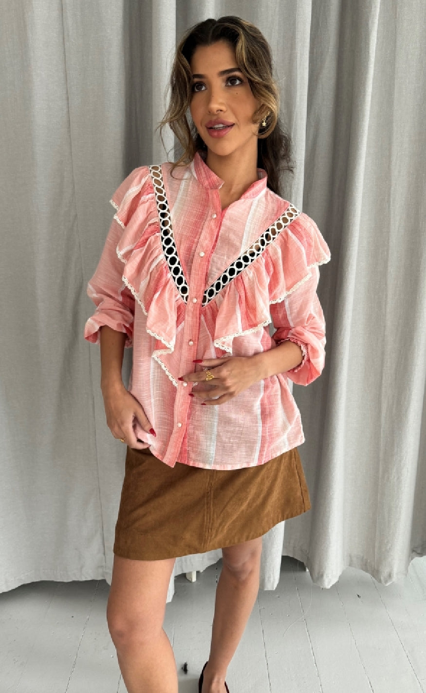 Continue Bluse - Jill - Pastel Pink Online Hot Salg