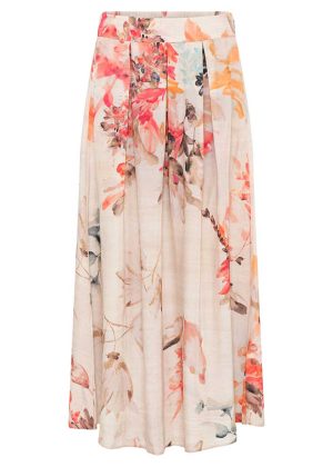 Gustav Mabell midi+ pleated skirt 57559 Nederdel - Sand w. Rose Print