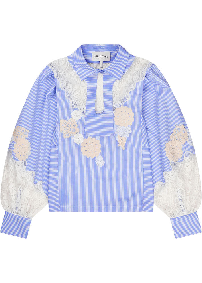 Munthe Shellcu Bluse - Blue/Lace