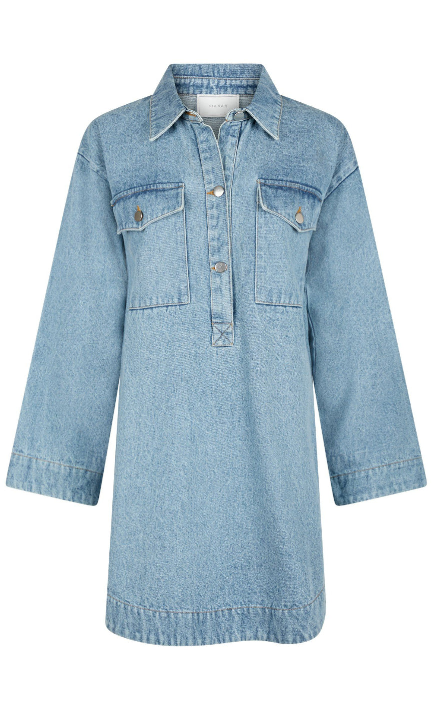 Neo Noir Kjole - Paras Denim - Smoke Blue Mode