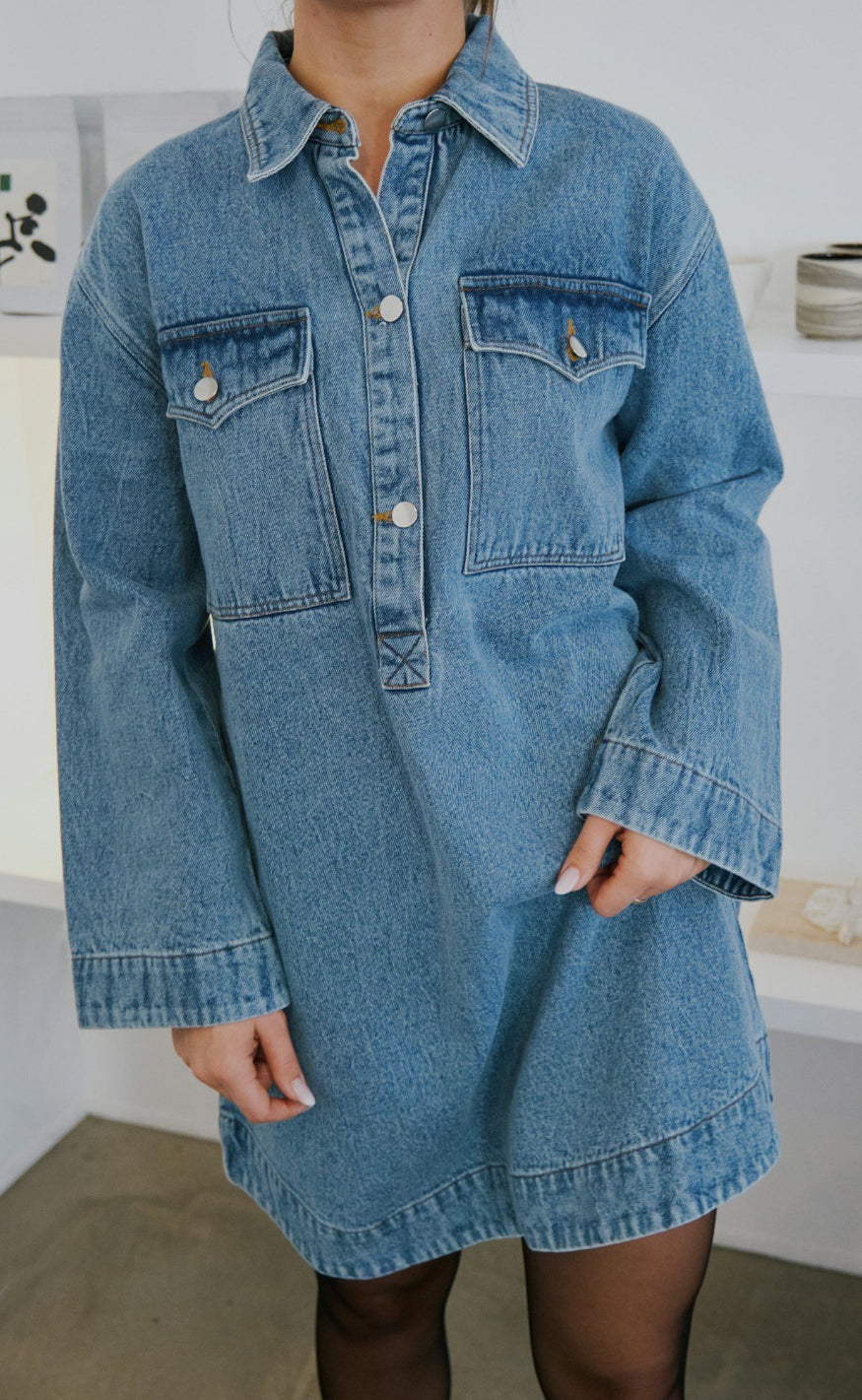 Neo Noir Kjole - Paras Denim - Smoke Blue Mode