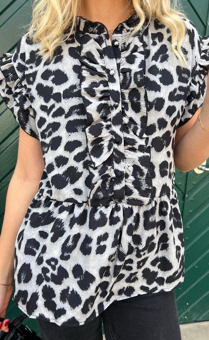 Say INA Copenhagen Top - Freya - Grey Leopard