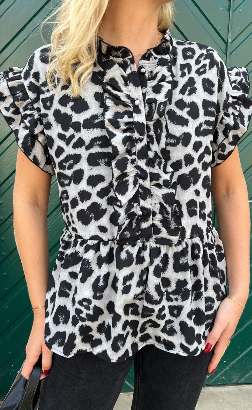 Say INA Copenhagen Top - Freya - Grey Leopard