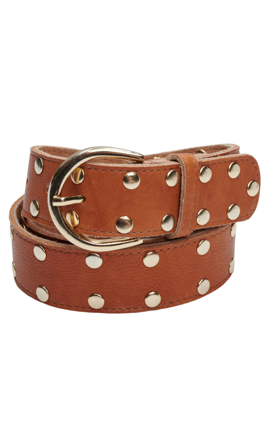 Tim & Simonsen Bælte - Anni Stud - Cognac/Gold Mode
