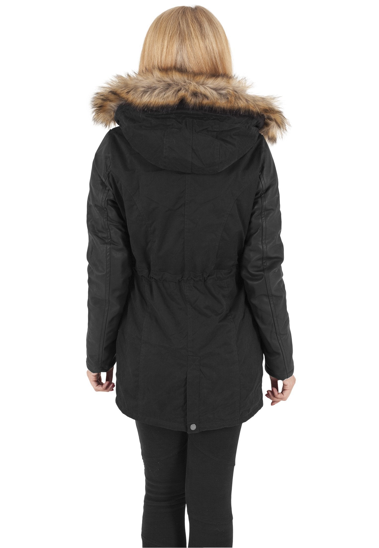 Urban Classics Ladies Leather Imitation Sleeve Parka Hot på udsalg