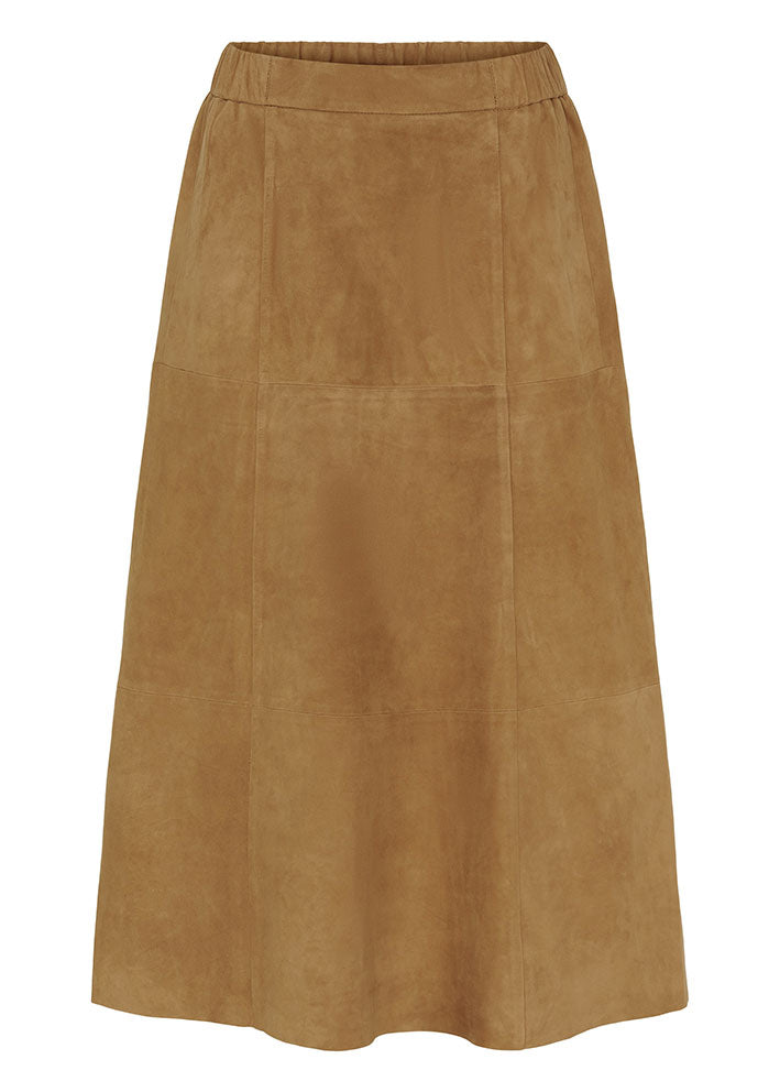 BTF CPH A-shape nederdel i ruskind 100287 Cognac
