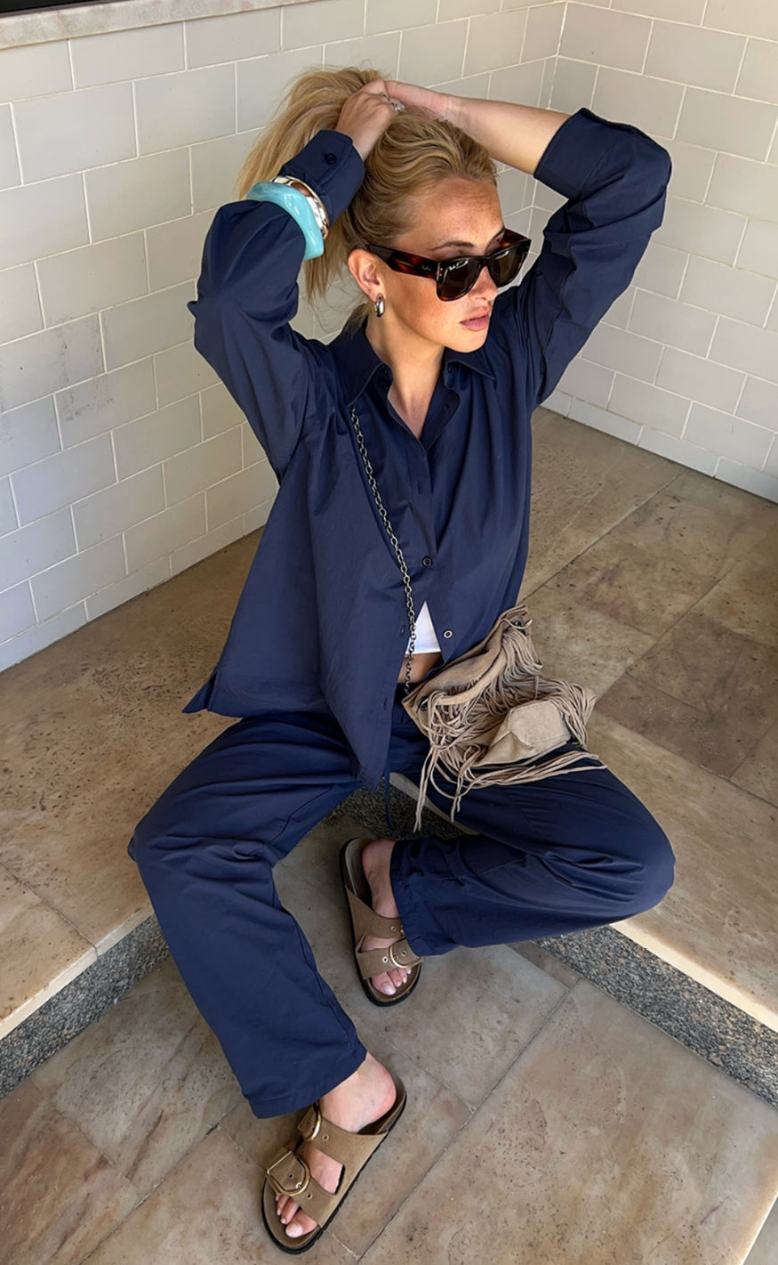 Freequent Skjorte - Jally - Navy/Blazer