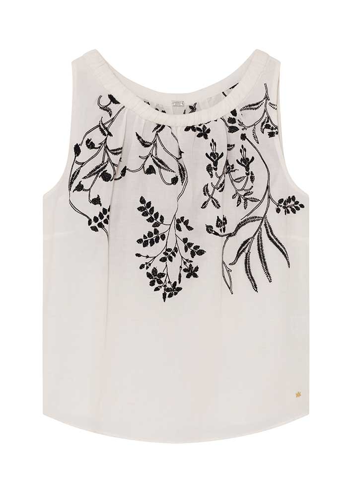Gustav Olena embroidery top 57603 Off White