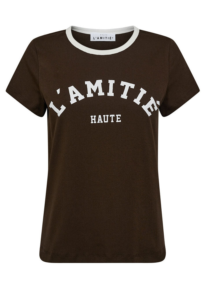 Haute L'amitié Neckline Logo T-shirt - Mocca