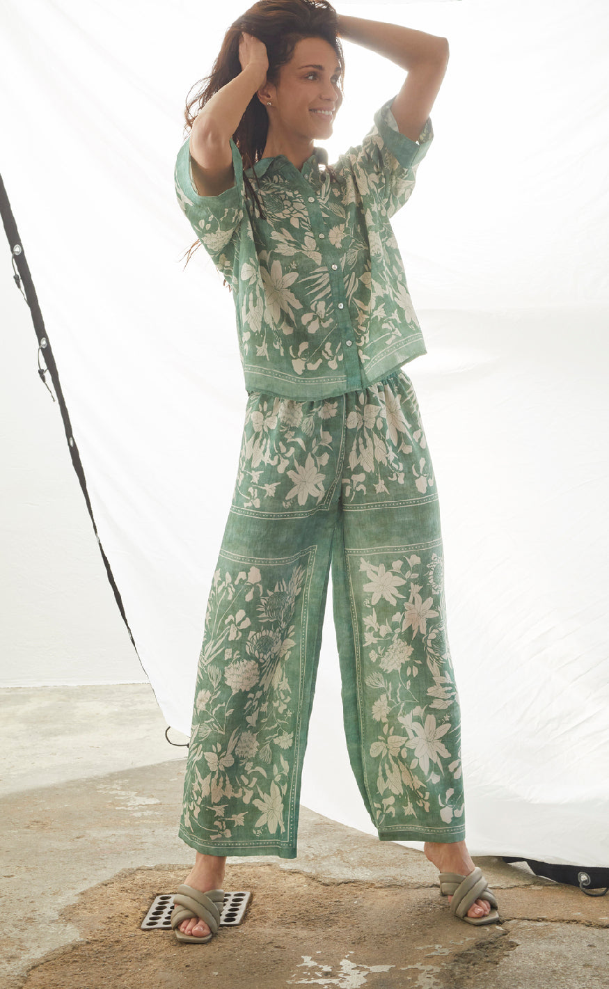 Love & Divine Bukser - Love1176-4 - Green Flower