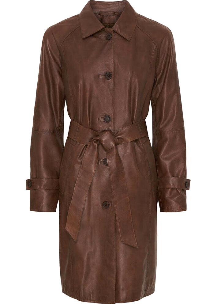 Notyz Leather Trenchcoat 11204 Carob Brown