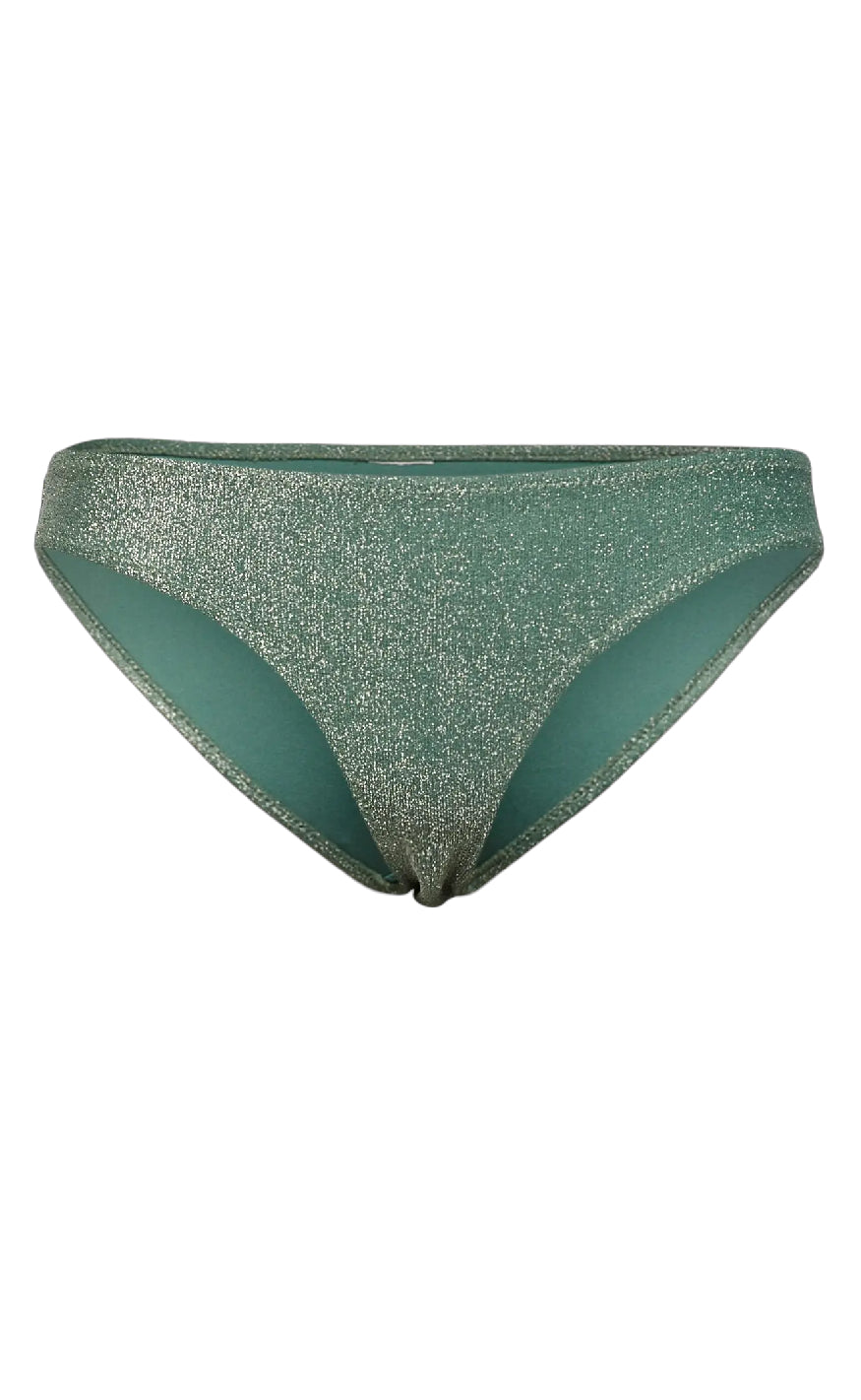 Pieces Bikini Underdel - Bling - Dark Green/Silver Lurex