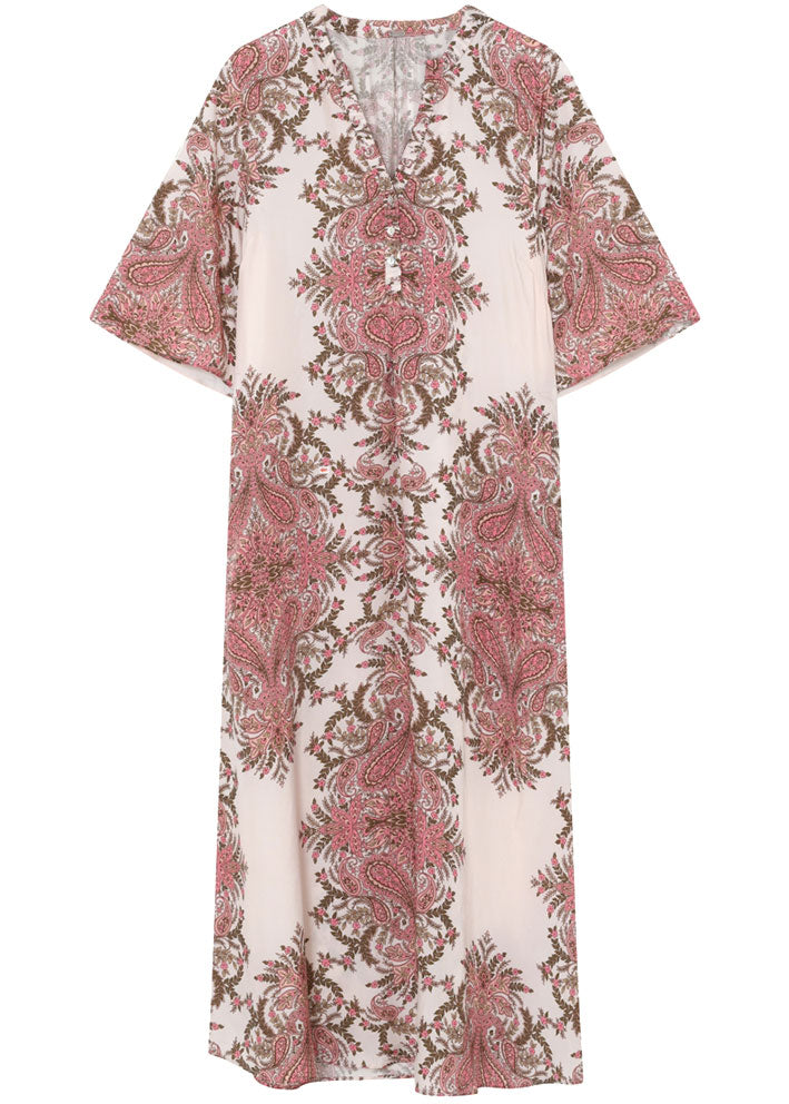 Gustav Anika Kjole 56523 Off White w coral paisley print