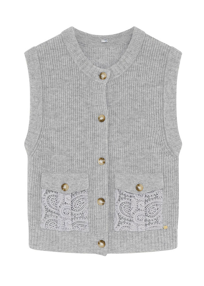 Gustav Kiss knit vest cardigan 54401 Strik - Steel