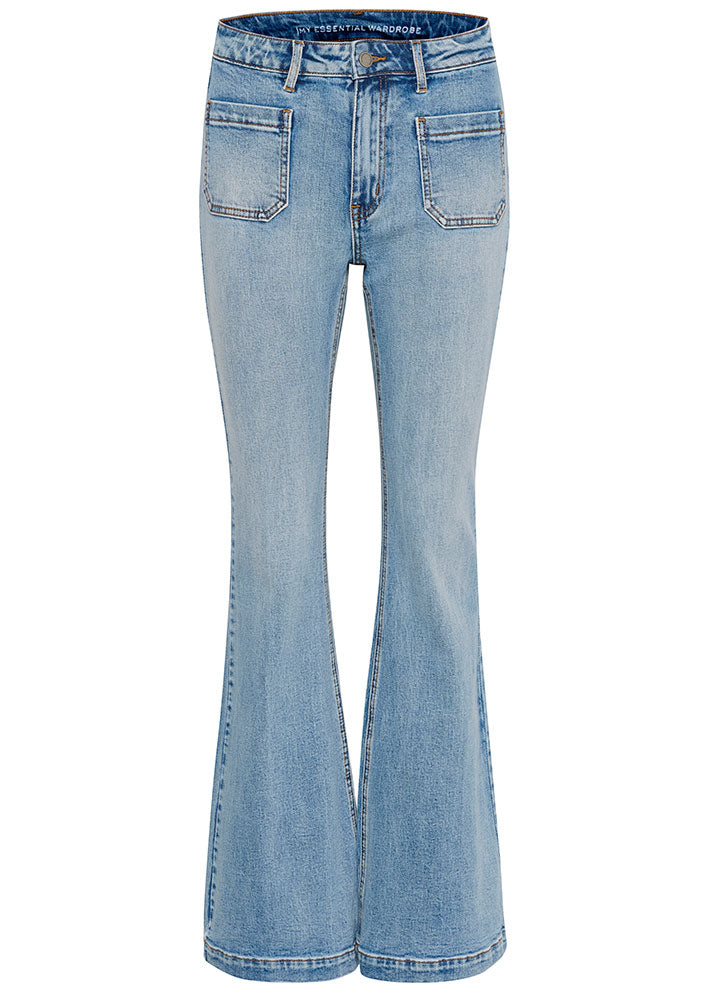 My Essential Wardrobe Dango High X-Wide Bootcut Jeans - Light Blue Retro Wash på udsalg